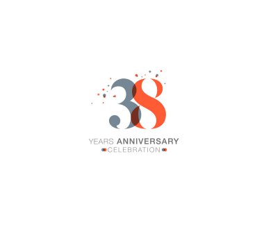 çift renkli 38 rakamı, vektör illüstrasyonu
