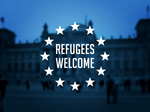 Menekültek Üdvözöljük Európai Uniót — Stock Fotó