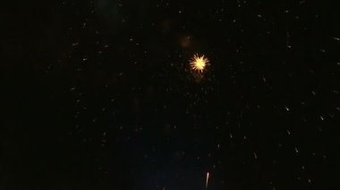 Gece gökyüzünde havai fişekler patlıyor