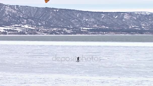 Πάγου kite σκι Βίντεο Αρχείου