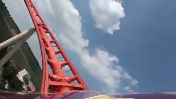 Roller coaster front seat view — Stock Video