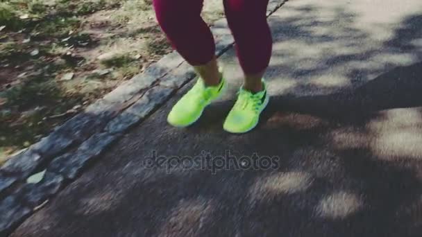 Runner woman running in park — Stock Video