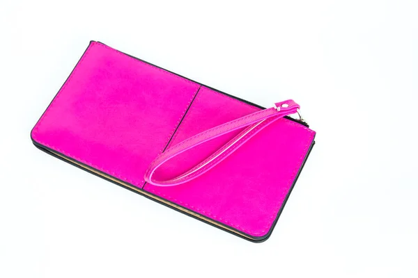 Pink wallet on white table — Stock Photo, Image