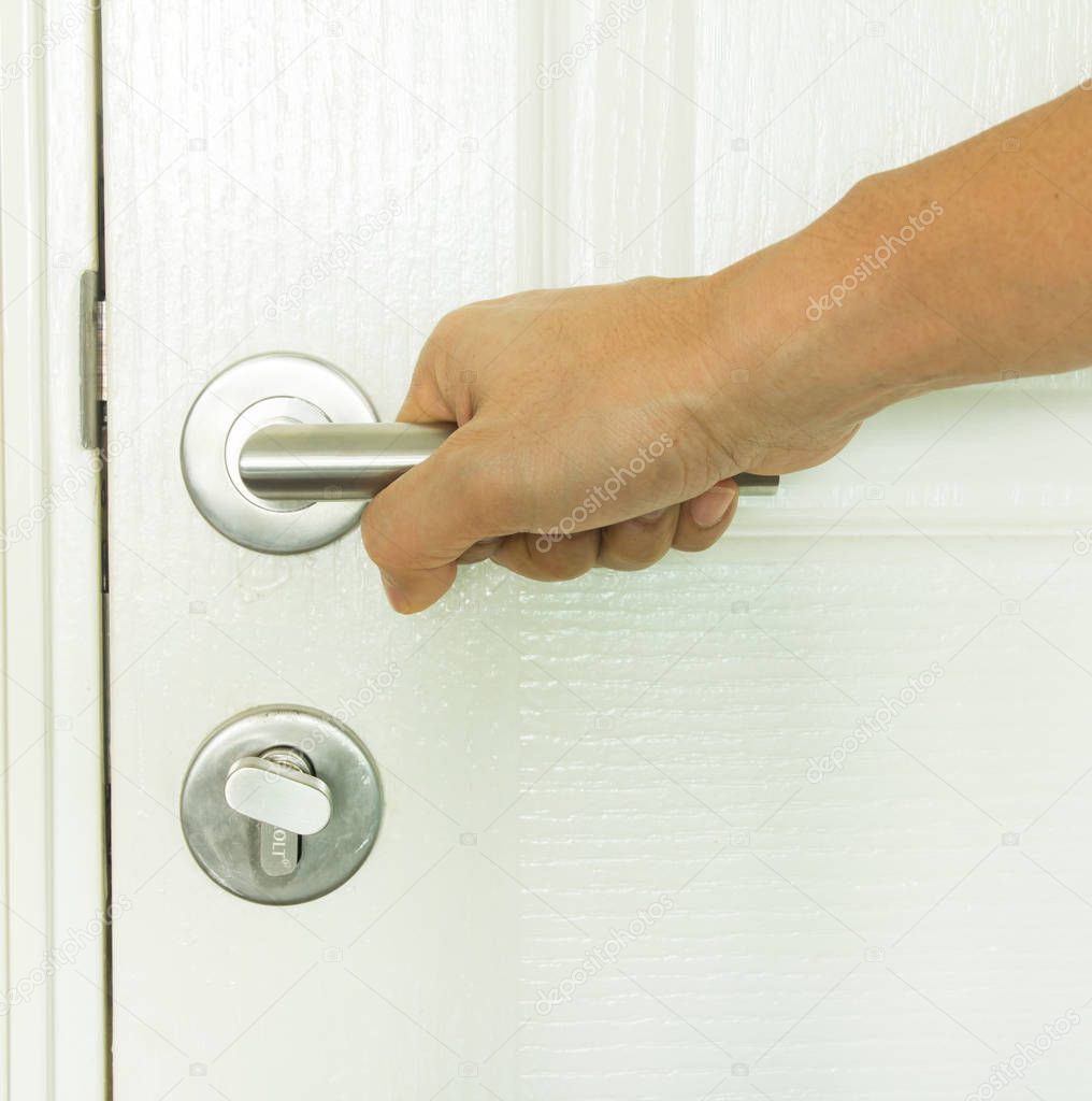 Hand to opening close door knob