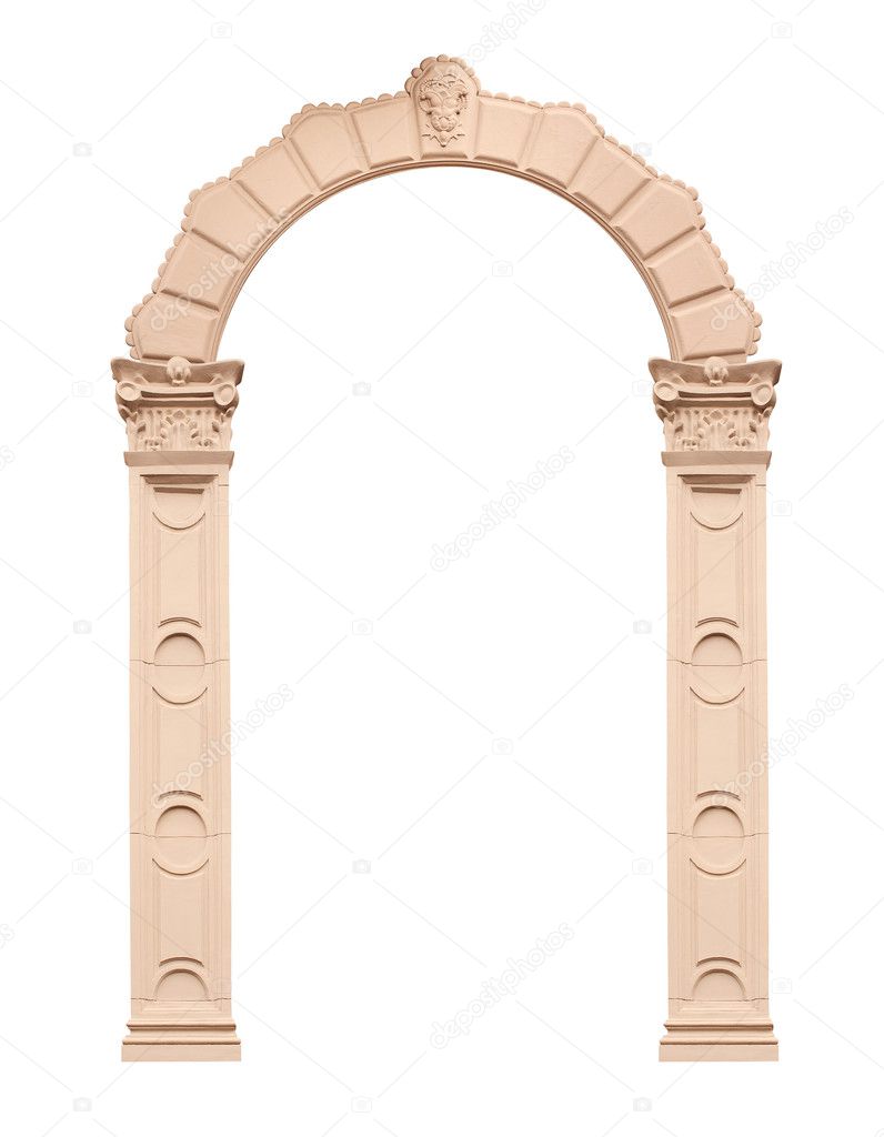 Beautiful antique arch isolated on white background