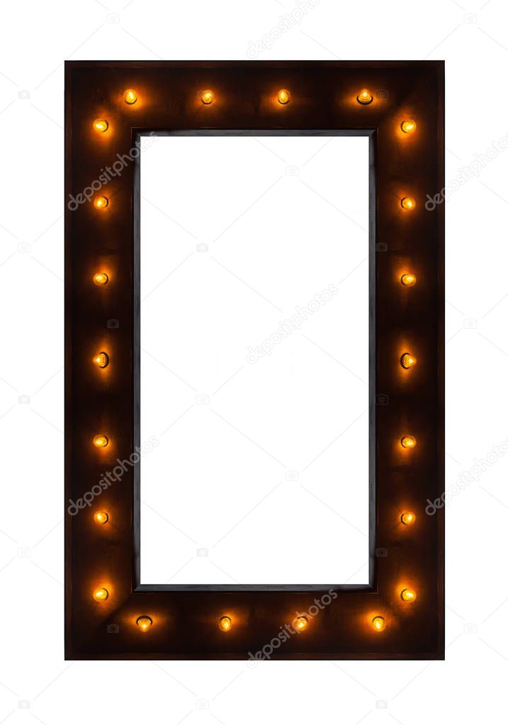 Wooden Square Frame With Lights Around The Edges And Place