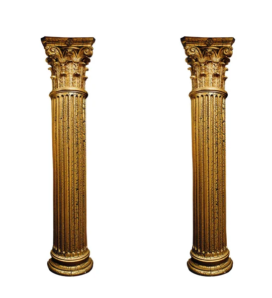 Deux colonnes architecturales isolées sur fond blanc — Photo