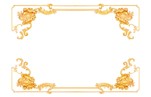 Oro decorativo Vintage cornice interna su sfondo bianco — Foto Stock