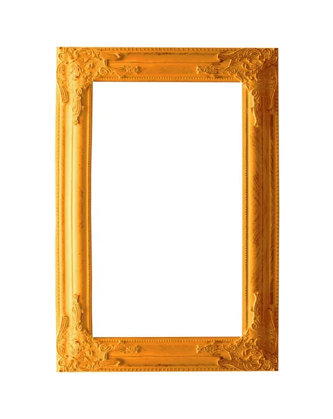 Gouden houten frame geïsoleerd op witte achtergrond — Stockfoto