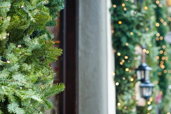 Kerstverlichting op de wegen buiten de home decor — Stockfoto