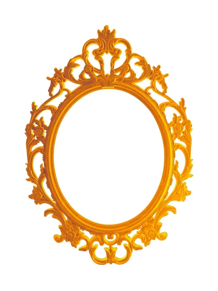 Beautiful vintage gilded photo frame or mirror isolated on white background — Stock Photo, Image