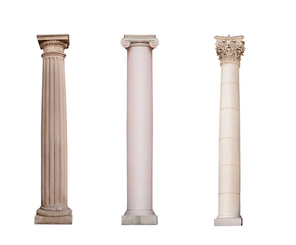 Ancient columns of Ionic, Doric and Corinthian ordo are isolated — Stock Photo, Image