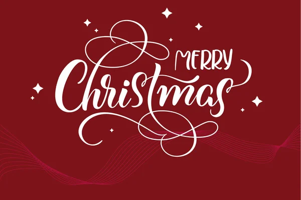 Piros holiday háttér szöveg boldog karácsonyt. kalligráfia és a betűk. Vektoros illusztráció Eps10 — Stock Vector