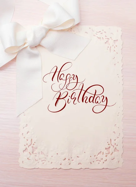Background Holiday card with text Happy Birthday. Calligraphy lettering — Stock Photo, Image