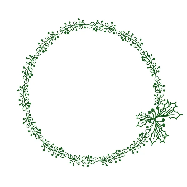 Cornice rotonda verde di foglie isolate su sfondo bianco. Illustrazione vettoriale EPS10 — Vettoriale Stock