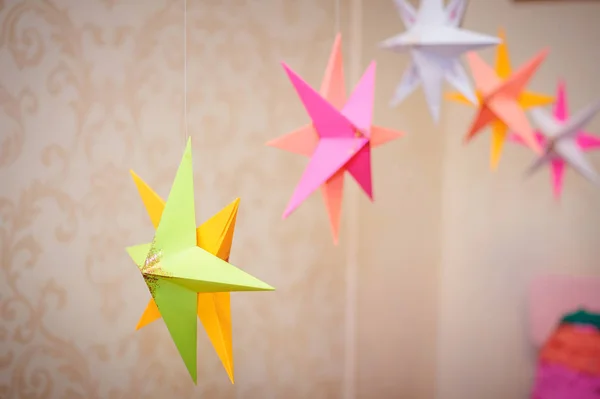 Christmas decoration star in living room for celebration — Stock Photo, Image