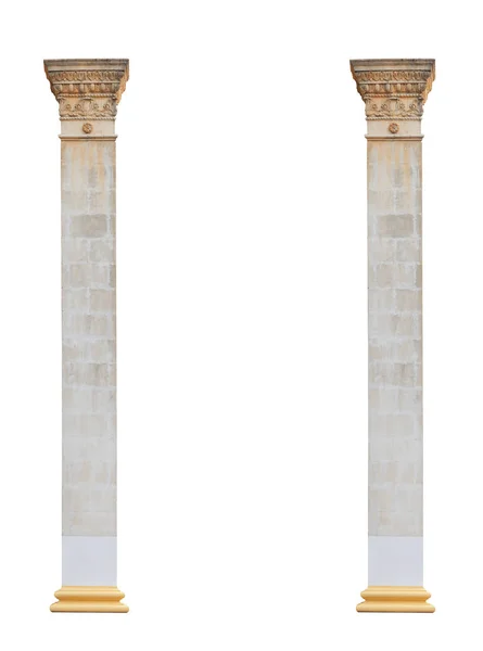 two columns in classical architectural style isolated on white background