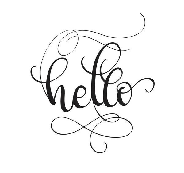 Hallo tekst geïsoleerd op een witte achtergrond. Kalligrafie en belettering — Stockvector