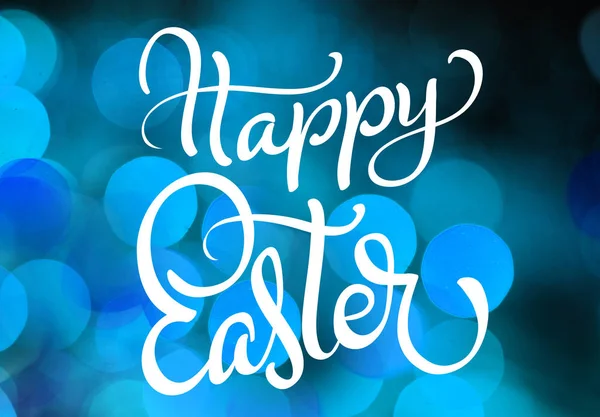 City night lights Filtered color and text Happy Easter. Calligraphy lettering