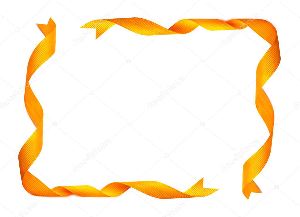 orange ribbon frame on a white background and space for text