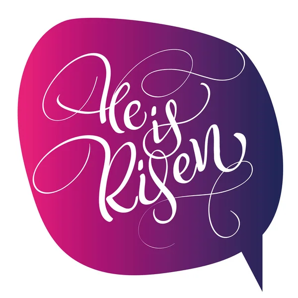 He is risen text on red background. Calligraphy lettering Vector illustration EPS10 — Stock Vector