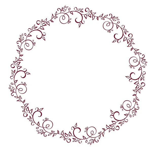 Cadre rond rouge de feuilles isolées sur fond blanc. Illustration de calligraphie vectorielle EPS10 — Image vectorielle