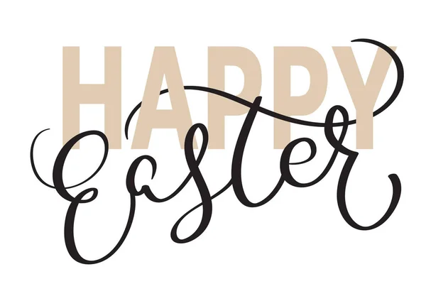 Felices palabras de Pascua sobre fondo blanco. Letras caligráficas Ilustración vectorial EPS10 — Vector de stock