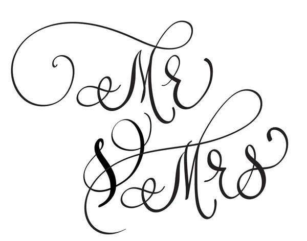 Vecteur M. et Mme texte sur fond blanc. Illustration de lettrage Calligraphie dessinée à la main EPS10 — Image vectorielle