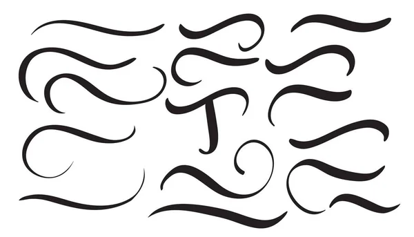 Set of art calligraphy flourish vintage decorative whorls for design letters. Vector illustration EPS10 — Stock Vector