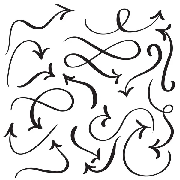 Uppsättning av konst kalligrafi blomstra vintage dekorativ pilar för design. Vektorillustration Eps10 — Stock vektor