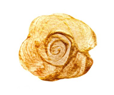 Beyaz kağıt üzerine altın boya ile soyut yuvarlak fırça darbeleri