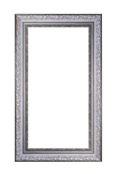 Vintage gray wooden frame isolated on white background — Stock Photo, Image