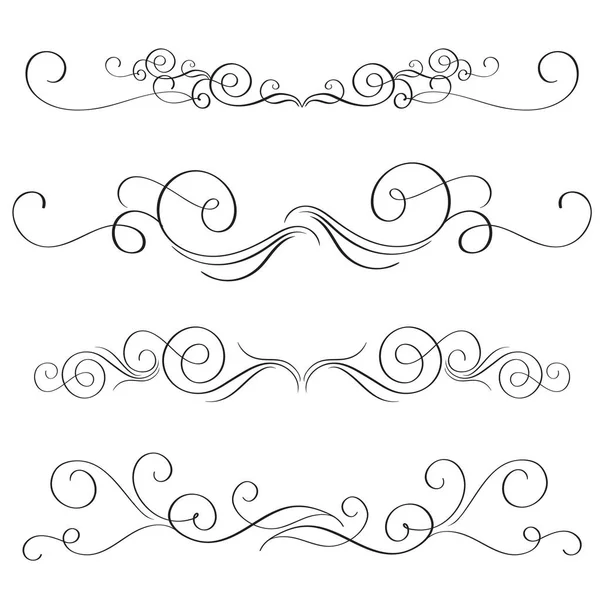 Set of vintage flourish decorative art calligraphy whorls for design. Vector illustration EPS10 — Stock Vector