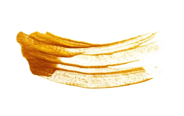 Fundal auriu abstract cu perie de vopsea acrilică pe fundal alb — Fotografie, imagine de stoc