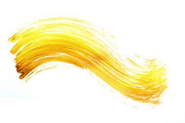 Soyut altın vuruş ile akrilik boya fırçası beyaz arka plan ve metin için yer