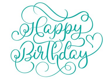 Beyaz arka plan üzerinde mutlu yıllar turkuaz metin. Vektör çizim Eps10 yazı elle çizilmiş hat