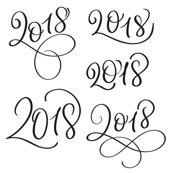 Set van 2018 op witte achtergrond. Hand getrokken kalligrafie belettering vectorillustratie Eps10 — Stockvector