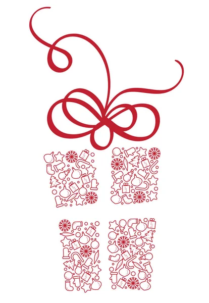 Caja de regalo estilizada de elementos navideños. Caligrafía Vector ilustración EPS10 — Vector de stock