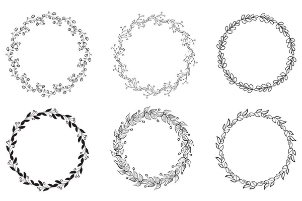 Dekoratif yuvarlak kare ve Kenarlıklar sanat kümesi. Hat vektör çizim Eps10