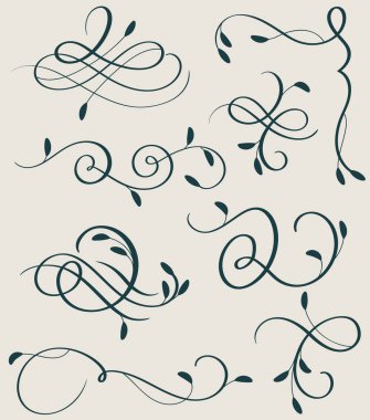 Dekoratif hat güzelleşmek sanatı ile vintage dekoratif gözlemleyebileceğiniz tasarım kümesi. Vektör çizim Eps10