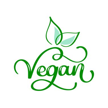Vejetaryen Eko kavramı. Vektör çizim. Yazıt git Vegan yazı elle çizilmiş