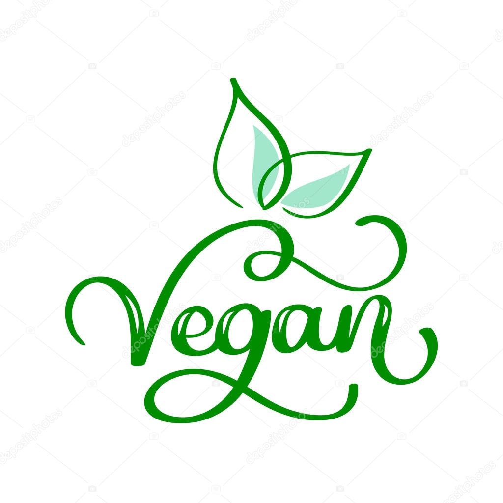 Vegetarian eco concept. Vector illustration. Hand drawn lettering inscription Go Vegan