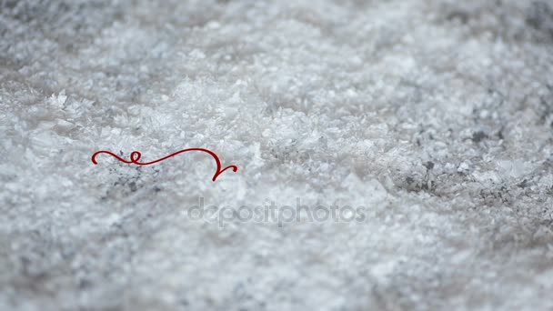 Palabra vintage de noel escrita sobre fondo de nieve navideña. Caligrafía y letras florecen elementos. Vacaciones de Navidad — Vídeos de Stock