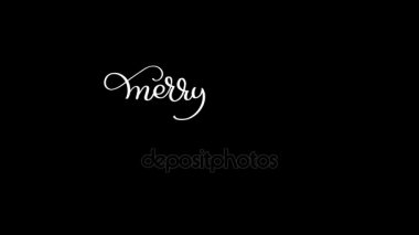 Alfa kanalında izole neşeli neşeli Noel vintage hat metin yazılmış. yazı güzelleşmek öğeleri. Noel tatili