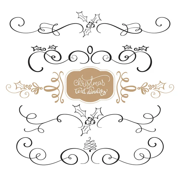 Joyeux Noël calligraphie Collection d'éléments de design vintage ensemble isolé sur fond blanc. Illustration vectorielle — Image vectorielle