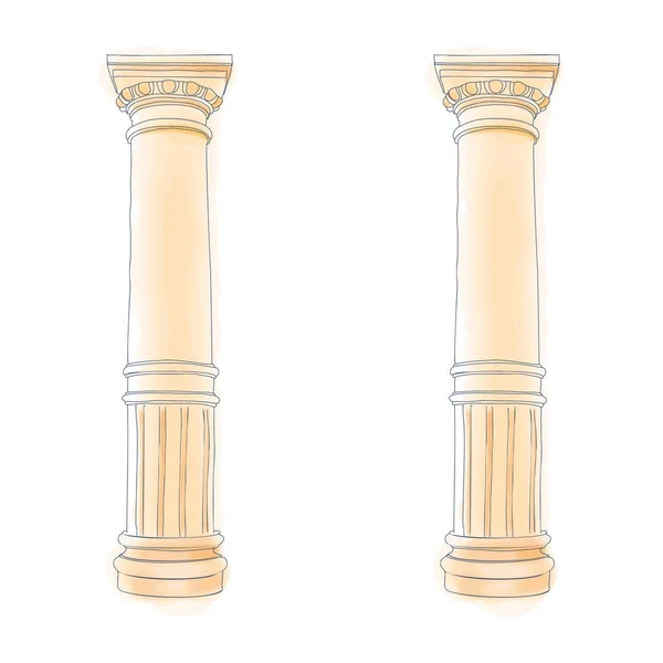stock vector Greek doodle column Doric Ionic Corinthian columns. Vector illustration. Classical architecture