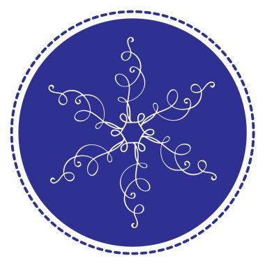 Vintage kaligrafi kar tanesi Noel mavi üzerinde yuvarlak arka plan