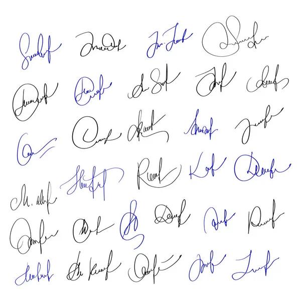 Εγχειρίδιο υπογραφής για έγγραφα σε άσπρο φόντο. Καλλιγραφία χέρι γράμματα εικονογράφηση διάνυσμα Eps10 — Διανυσματικό Αρχείο