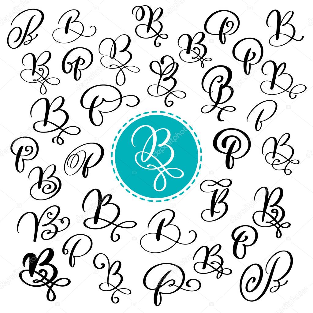 Calligraphy letter b | Set of Hand drawn vector calligraphy letter B