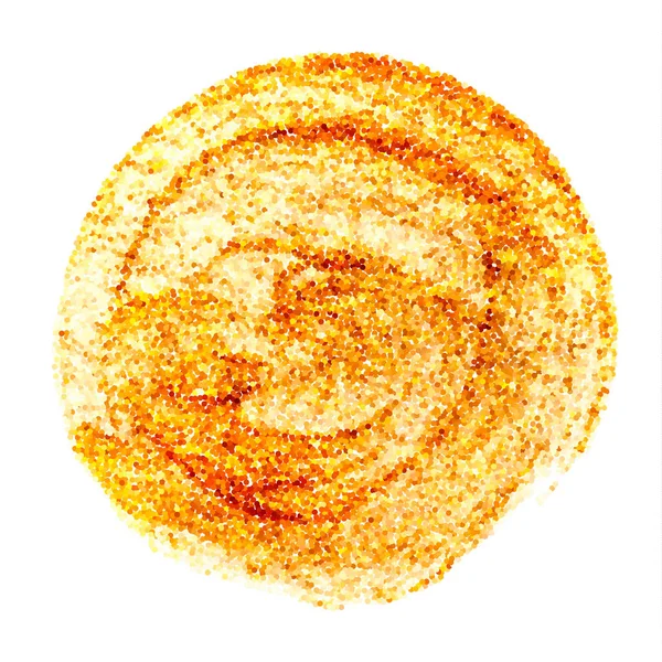 Gouden cirkel patroon. Abstract vector kunst illustratie glittering. Gouden hand beschilderde uitstrijkje beroerte vlek — Stockvector